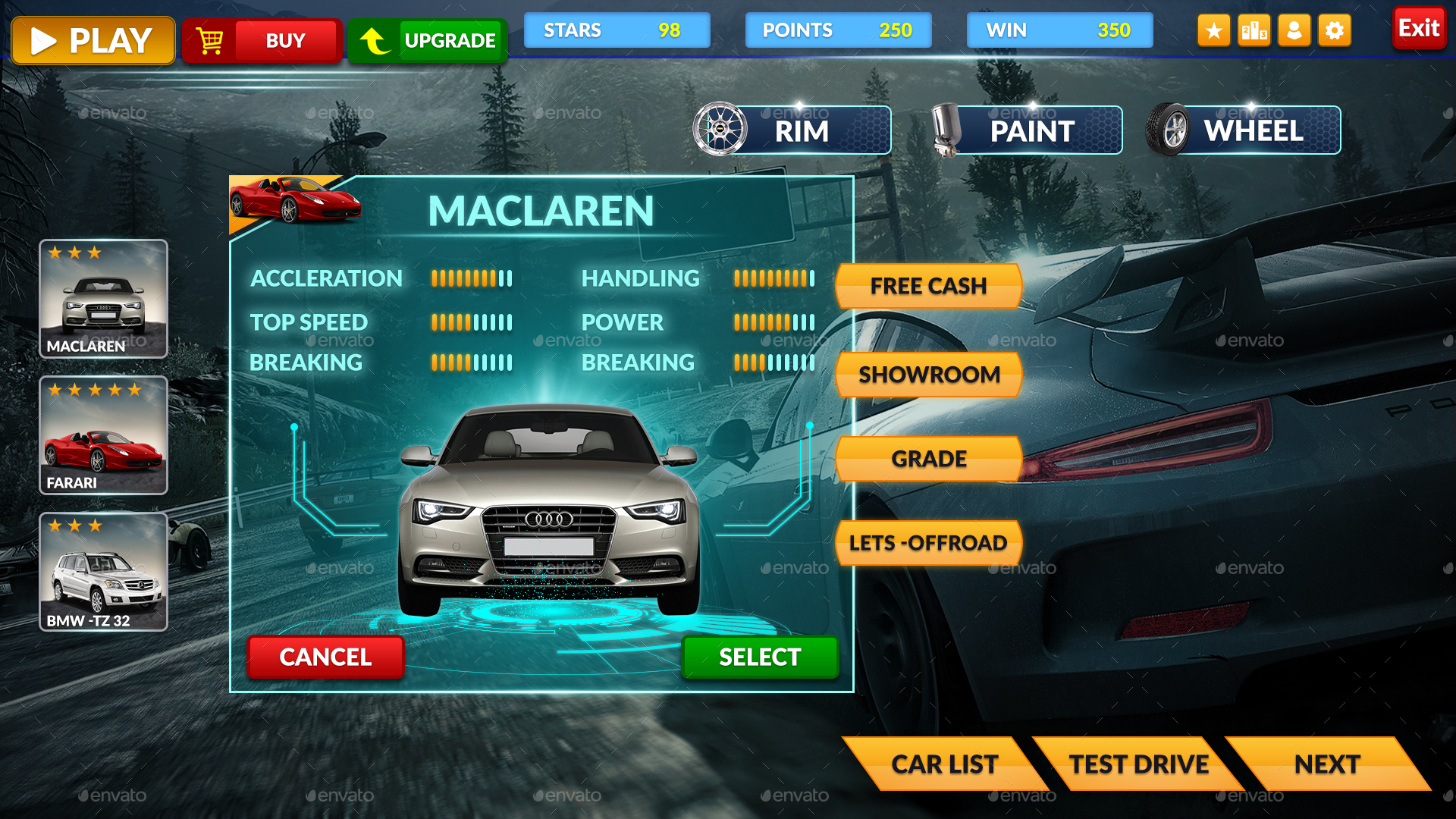 Car Racing UI Kit, Game Assets GraphicRiver